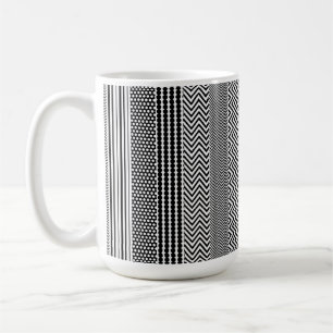 Coffee Mug - Black and White Mixed Design Pattern