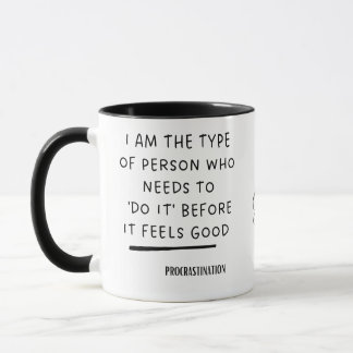 coffee mug black and white text procrastination