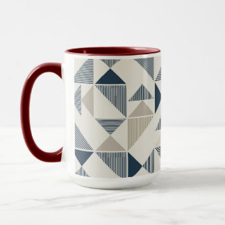 Coffee Mug – Blue & Beige Triangle Design 