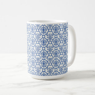 Coffee Mug-Blue Damask Coffee Mug