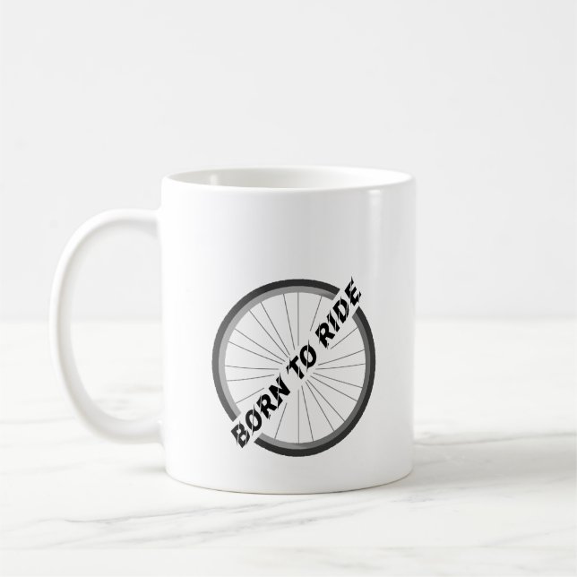 Coffee Mug "Born to Ride" Wheel Design (Left)