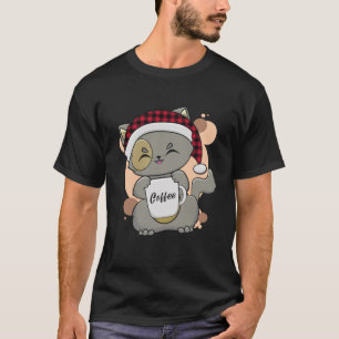 Coffee Mug Cat Anime Kawaii Neko Christmas Kitten T-Shirt