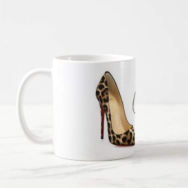 Coffee Mug Cinderella Leopard Shoes Quote Tea Cup (Left)