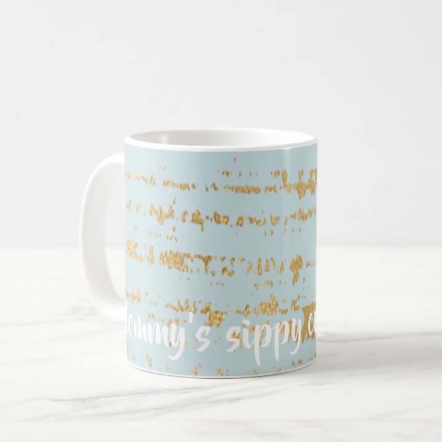 Coffee mug "Classic Gold/Blue Mummy's Sippy Cup" (Front Left)