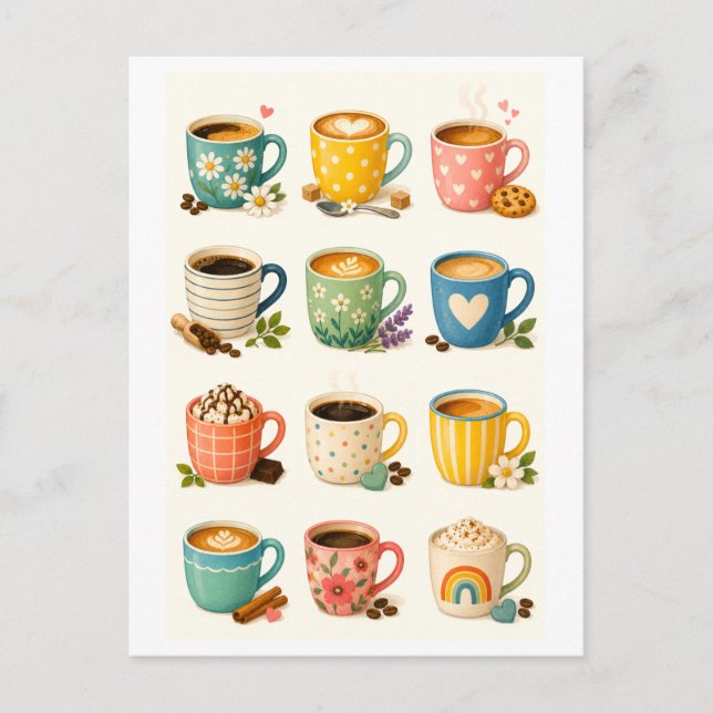 Coffee Mug Collage Postcard (Front)