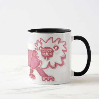 coffee mug contemporary lion cute red black bold