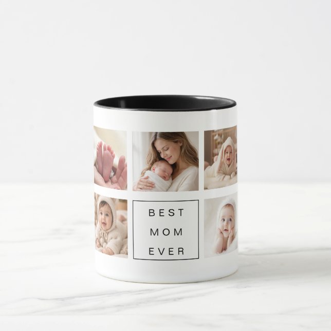 Coffee Mug | Custom Photo Collage Best Mum Ever  (Center)
