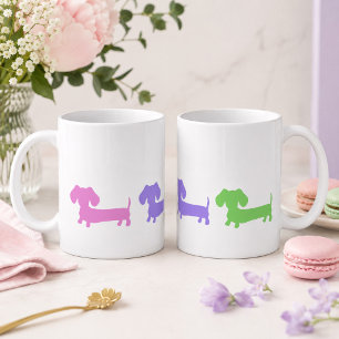 Coffee Mug Featuring Pastel Dachshund Puppies