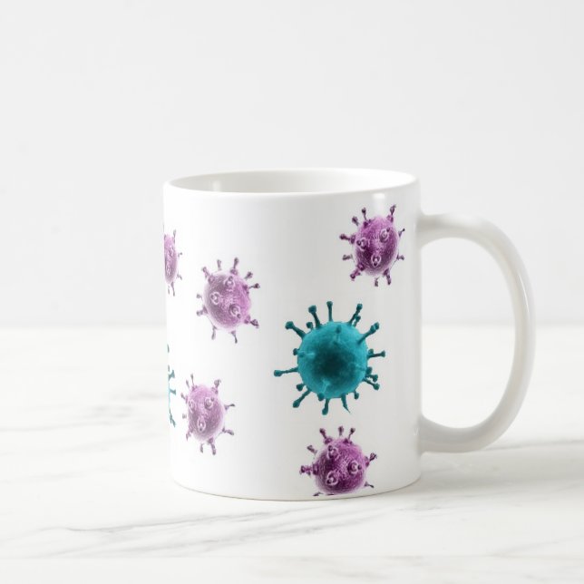 Coffee Mug - Flu Virus (purple/blue on white) (Right)