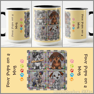 COFFEE MUG - Four Puppies on a Mug