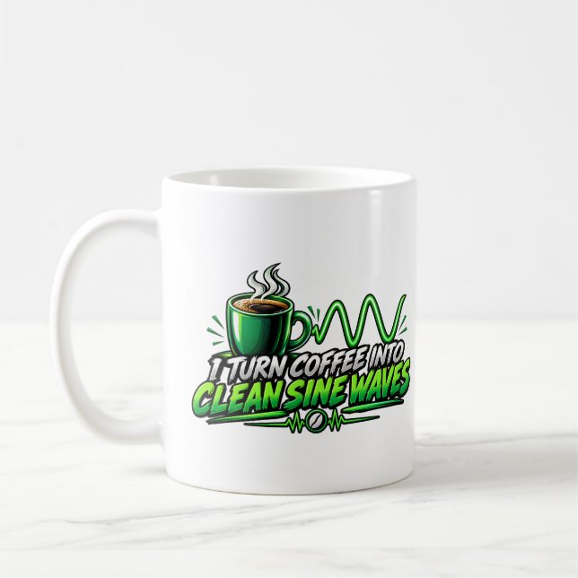 Coffee Mug Funny Engineer Gift Clean Sine Waves EE (Left)