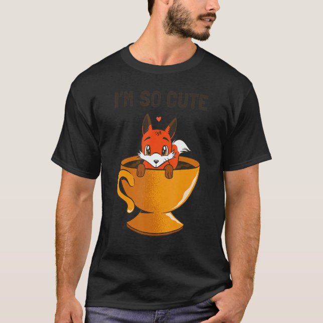 Coffee Mug Heart Sweet Kinder Fox T-Shirt (Front)