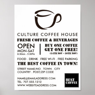 Coffee Mug Icon, Barista, Café, Coffeehouse Poster