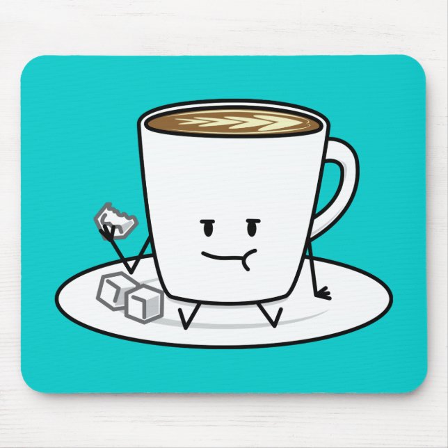 Coffee mug latte coffee eating sugar cubes cream mouse pad (Front)