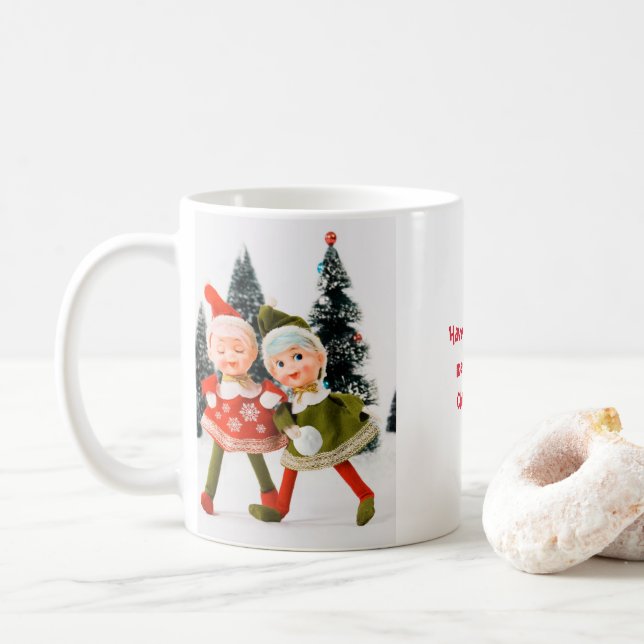 Coffee Mug, Merry Christmas Elf Mug (With Donut)