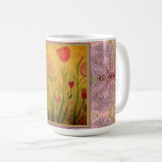 Coffee Mug - Mixed Media Flowers