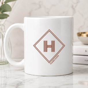 Coffee Mug   Modern Geometric Monogram Initial