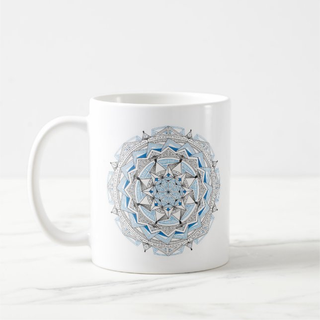 Coffee Mug Original Mandala Design 2-sided Blue (Left)