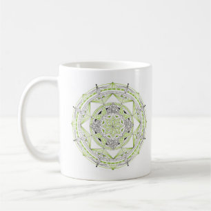 Coffee Mug Original Mandala Design 2-sided Green