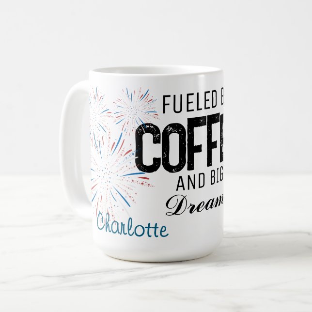 Coffee Mug Patriotic 4th of July Custom Name  (Front Left)