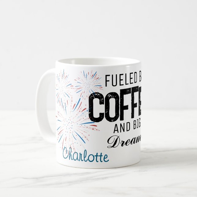 Coffee Mug Patriotic 4th of July Custom Name  (Front Left)