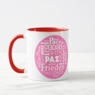 Coffee mug peace in multiple languages