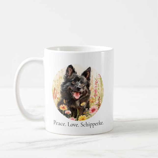 Coffee Mug – Peace Love Schipperke Dog Mug (Left)
