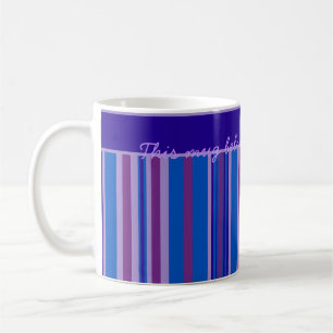 Coffee Mug: Personalise Blue, Mauve, Pink Stripes Mug