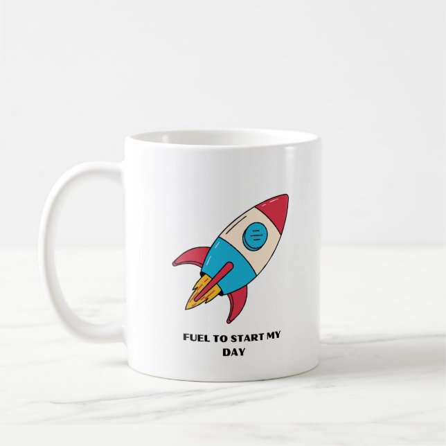 Coffee Mug Rocket Fuel To Start The Day (Left)