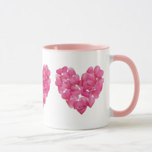 Coffee mug. Rose petal heart design ceramic mug. Mug