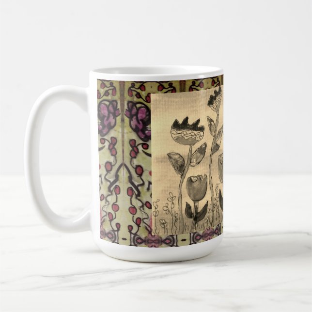 Coffee Mug - Wavy Flowers (Left)