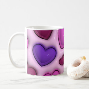 Coffee Mug With 3D Glossy Hearts