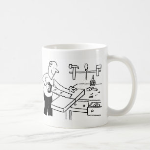 Coffee Mug with a Carpenter Illustration