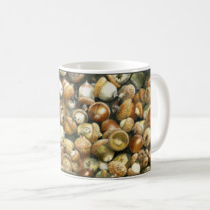 Coffee Mug with a field of fallen Acorns