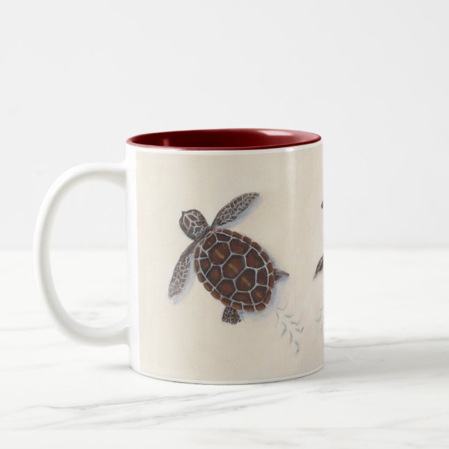 Coffee mug with baby sea turtles (Left)
