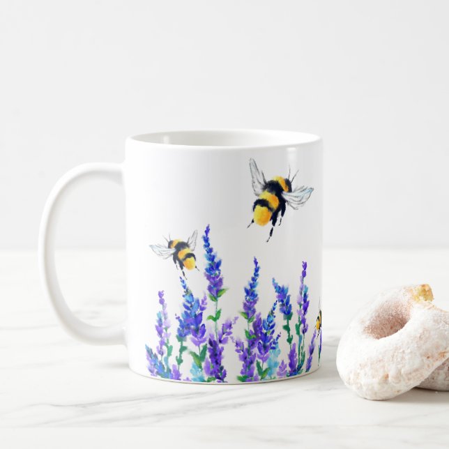 Coffee Mug with Bees (With Donut)
