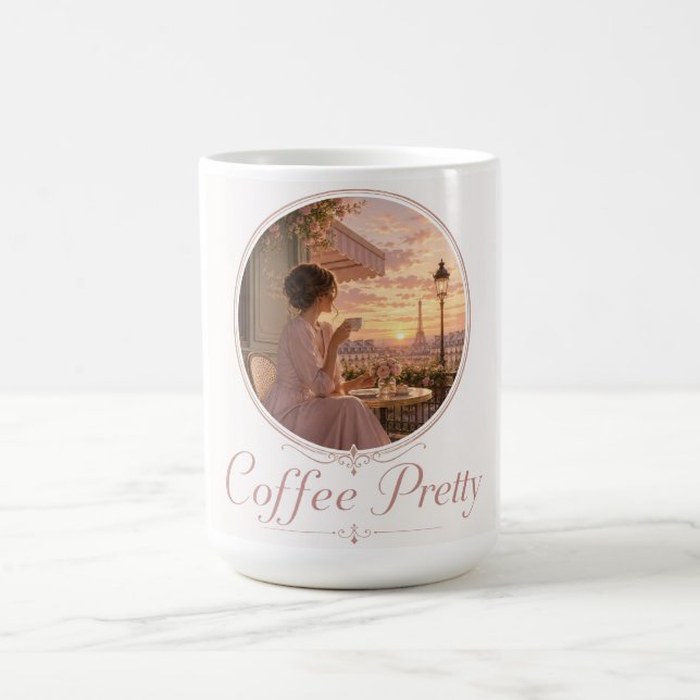 Coffee mug with coffee pretty logo - Paris theme (Center)