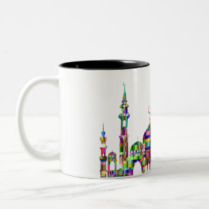 Coffee mug with colourful prismatic mosque design