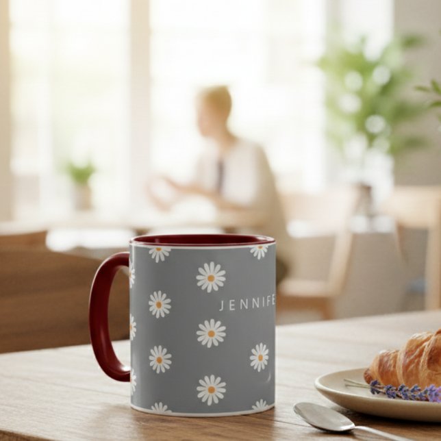 Coffee mug with daisy, cozy coffee mug (Creator Uploaded)