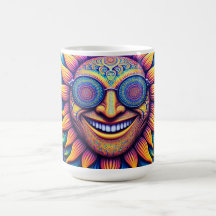 Coffee mug with hippy themes sunflower