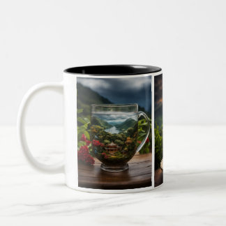 Coffee Mug with Natural Green Tea Glass Design