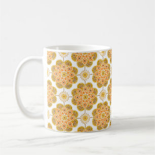 Coffee Mug with ochre tile Design