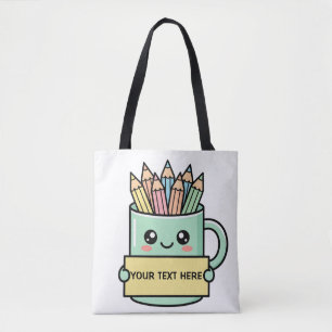 Coffee Mug With Pencils Blank Sign Pastel Graphic Tote Bag