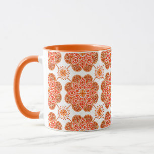  Coffee Mug with red & orange pattern