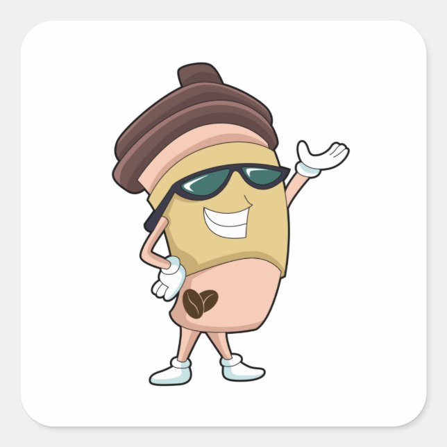 Coffee mug with Sunglasses Square Sticker (Front)