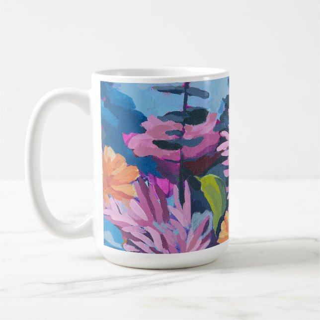 Coffee Mug with vibrant floral painting (Left)