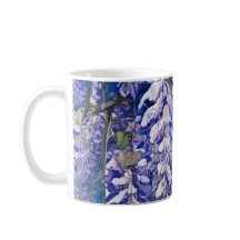 Coffee Mug with Wisteria Blossom Design