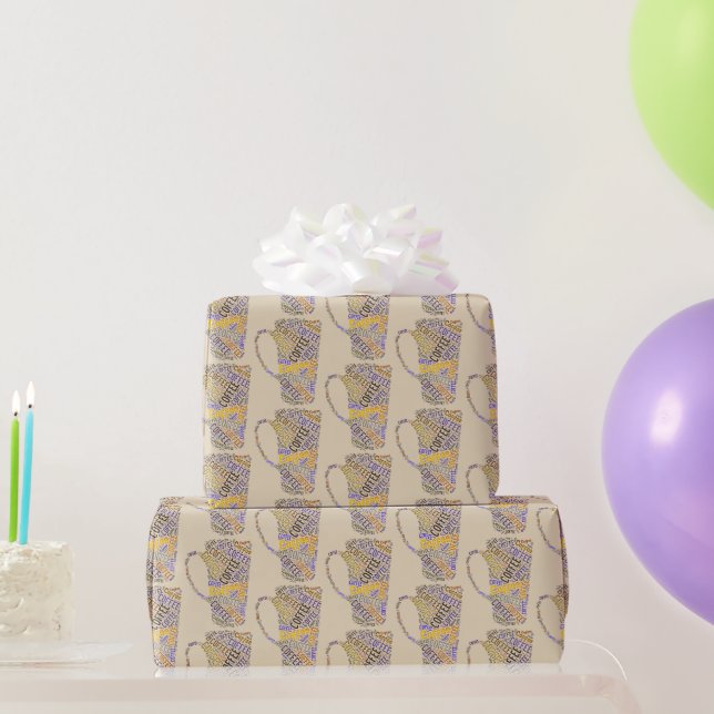 Coffee Mug Word Art II Wrapping Paper (Party Gifts)