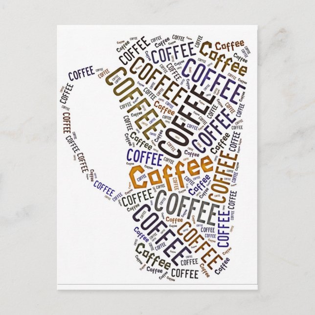 Coffee Mug Word Art Postcard (Front)