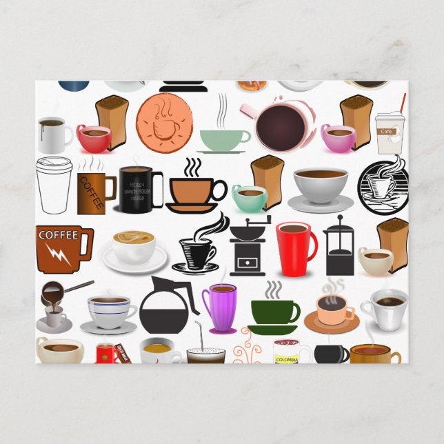 Coffee Mugs (Add Background Colour) Postcard (Front)